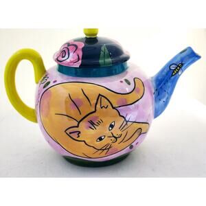 TEAPOT-GROOVY DOG & CAT FOR CHALEUR-Cats-Whimsical-Bright-Unique-Holds 4 Cups